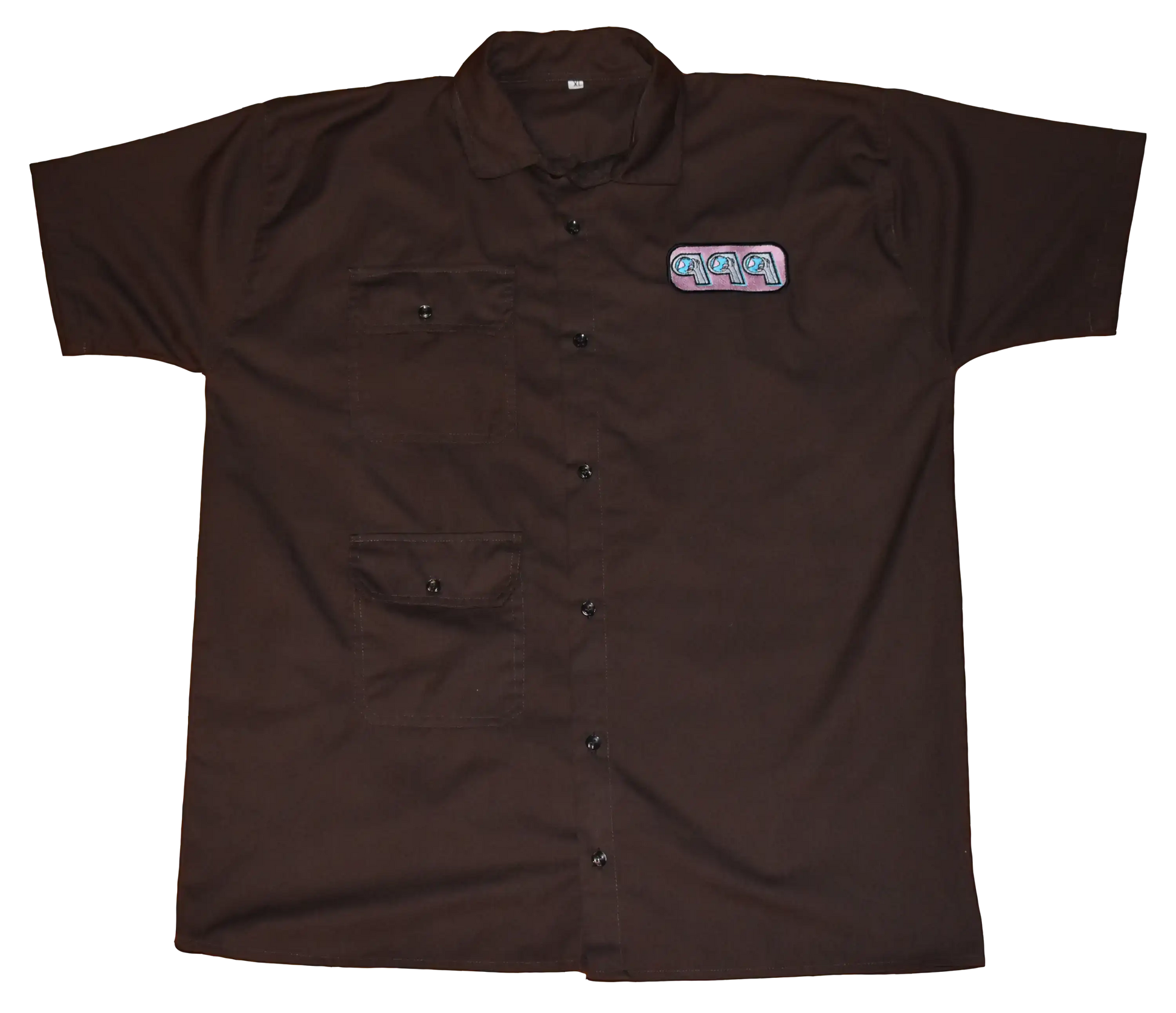 Brown Button Up Workshop Shirt With Breast Patch