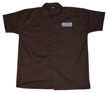 Brown Button Up Workshop Shirt With Breast Patch