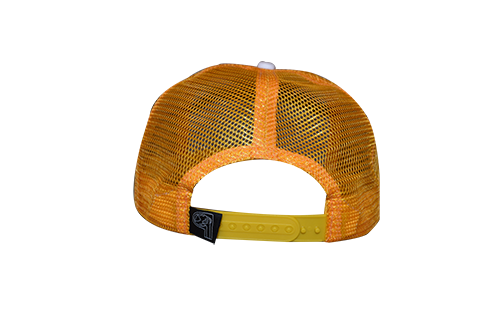 Back of Yellow Mesh Trucker Hat With Snap Closure