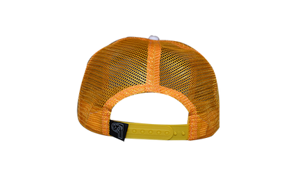 Back of Yellow Mesh Trucker Hat With Snap Closure