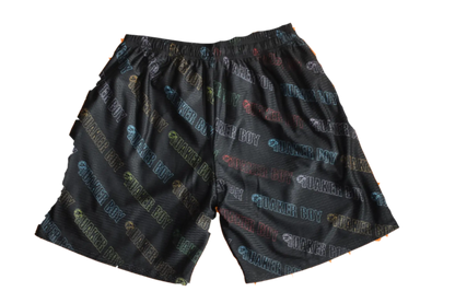 Above Knee Mesh Short Sublimated Branded Rainbow Text
