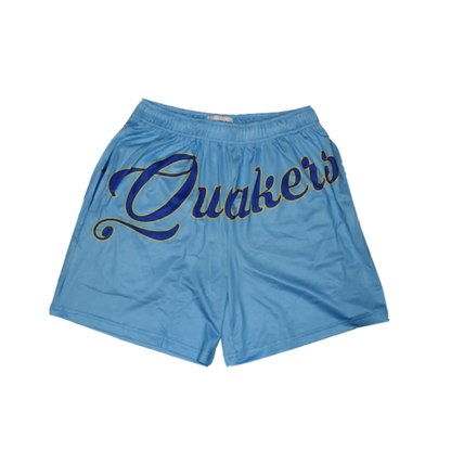 Baby Blue Above Knee Mesh Short Sublimated Script Graphic Baseball